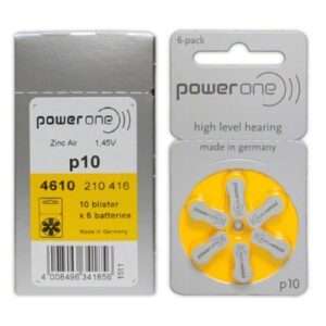 PowerOne ACCU Plus P10 Hearing Aid Battery, 6 Batteries Each Pack